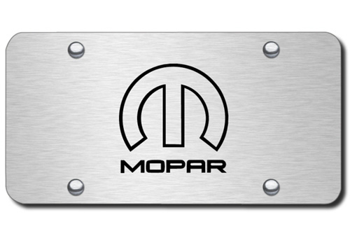 Au-Tomotive Gold MOPAR Emblem Brushed License Plate - Click Image to Close